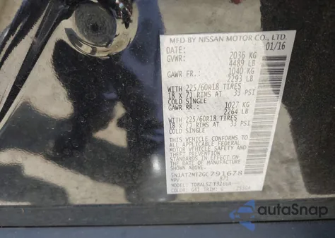 2016 Nissan Rogue Sl from USA, damaged, VIN 5N1AT2MT2GC791678